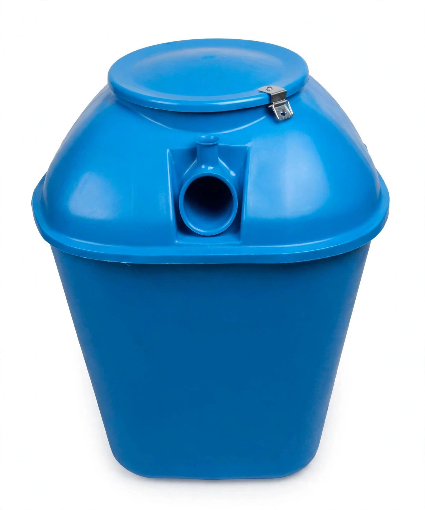 Septic tank biofilter fiberglass Bio 0,5 m³ berwarna biru berbentuk tong tegak