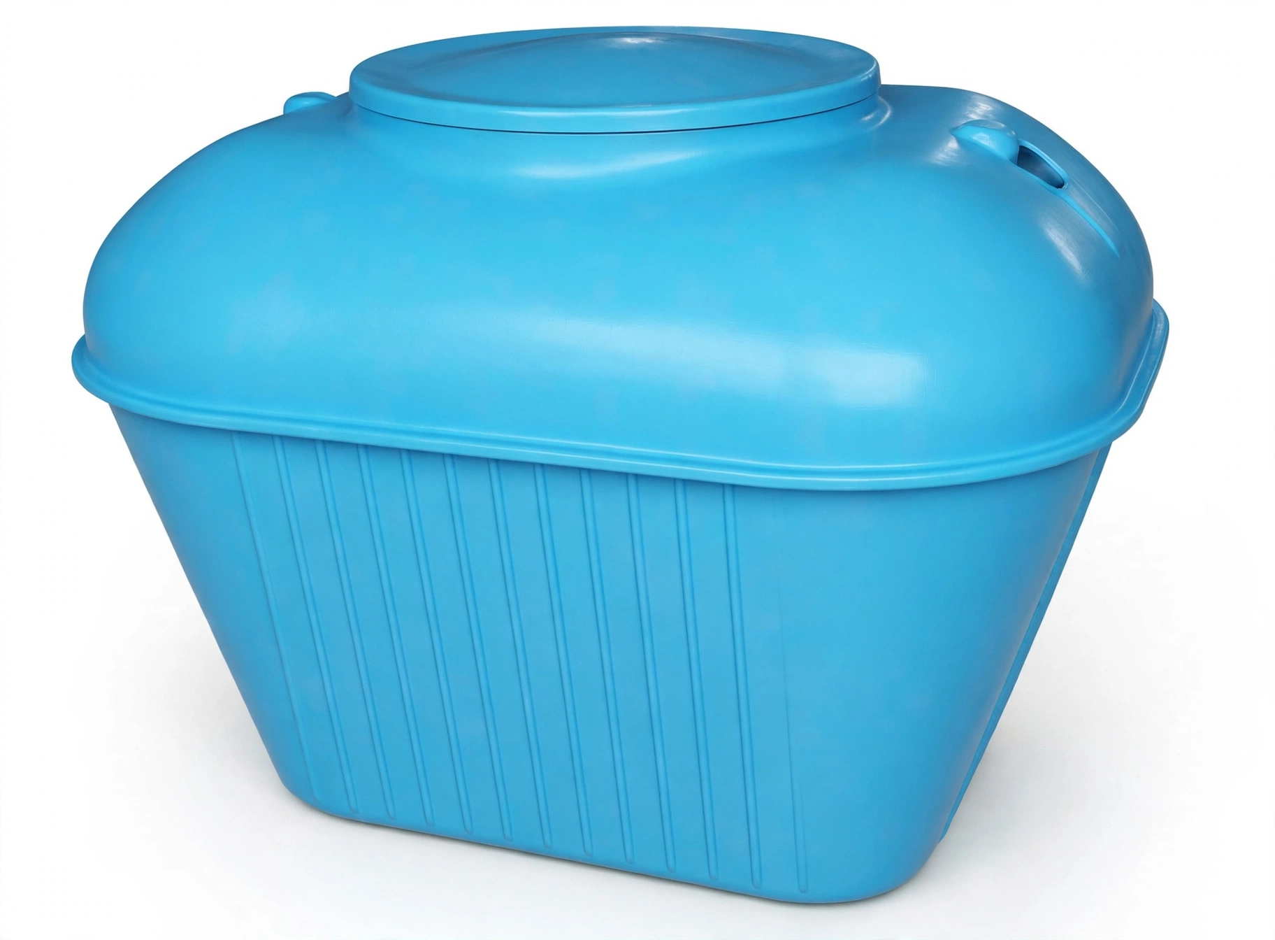 Septic tank biofilter fiberglass Bio 1,5 m³ berwarna biru berbentuk tong tegak