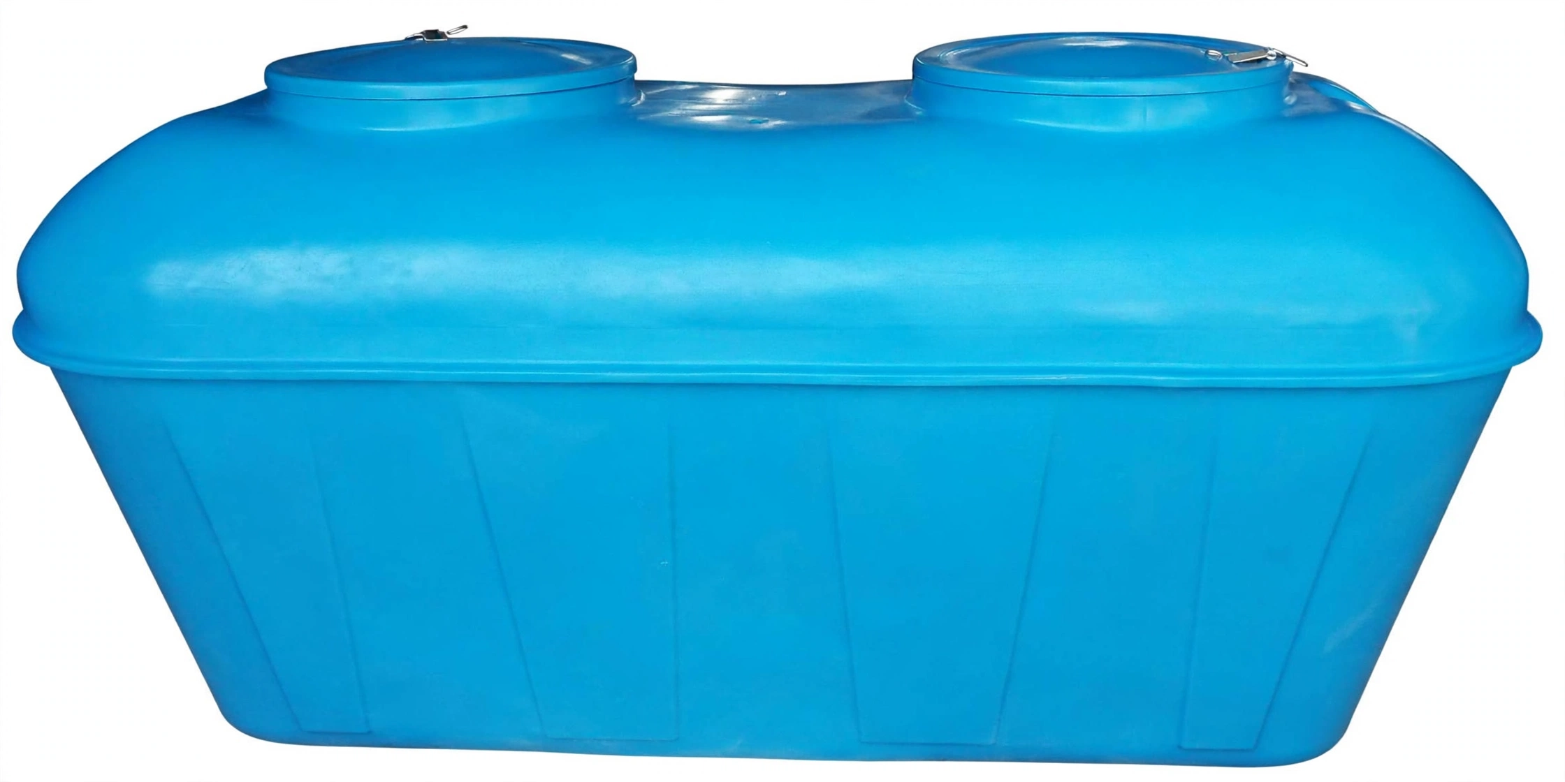 Septic tank biofilter fiberglass Bio 3 m³ berwarna biru berbentuk tong tegak