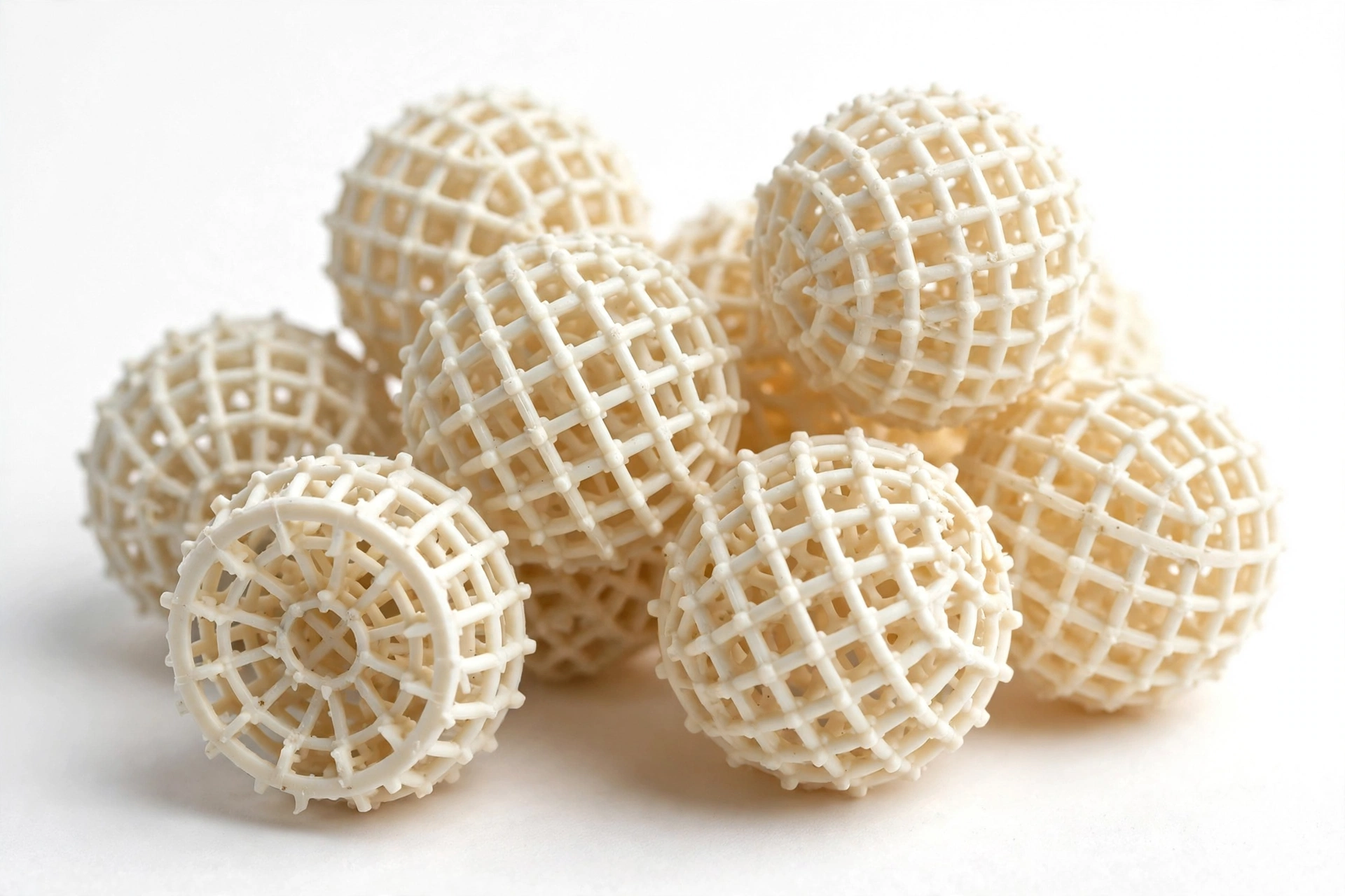 Bio ball media pengolahan berwarna krem untuk sistem STP